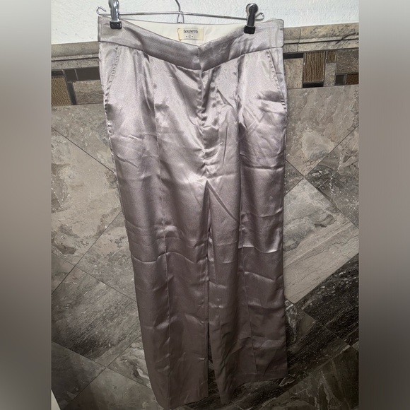 House of CB Alivia Grey Satin Loose Fit Trousers - Picture 4 of 7